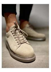 KN Fashion حذاء رياضي رجالي Mp044 Vt مصنوع من الجلد السويدي ذو رباط عالي/سميك ونعل أسمر ضارب للصفرة