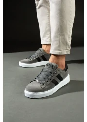 L.A Polo 503 مدخن - حذاء رياضي رجالي برباط أسود وأبيض من جلد الغزال