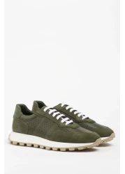 Galliano Shoes Barcelona Genuine Leather - Khaki Suede and Soft Eva Sneaker, Ready Sole