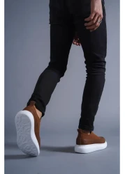 Joy Man J911 Laceless مطاطا العظام الوحيد عارضة أحذية رياضية للرجال BT Tan