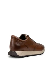 Deery حذاء رياضي رجالي - جلد طبيعي، لون أسمر