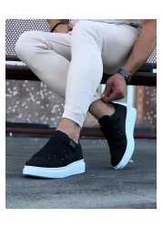 BZ Moda B033 BT حذاء رياضي رجالي بإبزيم بدون رباط ونعل أسود