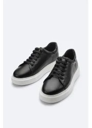 Avva حذاء كاجوال رجالي أسود 100% جلد بنعل مرن B008000