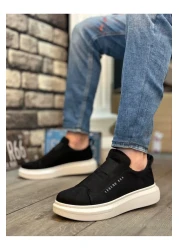 BOA BOA BA0307 أحذية رجالية - جلد سويدي سميك، شريط مزدوج، نعل أبيض وأسود