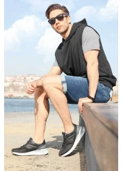 Jump 27440 حذاء رياضي رجالي أسود - أبيض مريح للمشي والجري في الصيف