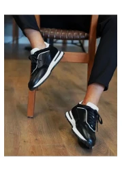 Tetri حذاء رياضي جلد طبيعي أسود للرجال - موديل بيدرو