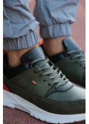 Riccon حذاء رياضي رجالي برباط باللون البرتقالي الكاكي0012420