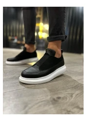 Joy Man J911 Laceless مطاطا العظام الوحيد عارضة أحذية رياضية للرجال BT الأسود