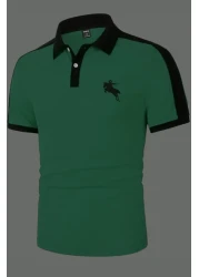 SELF CONTROL Spear Cavalry Embroidered Polo Collar T-shirt