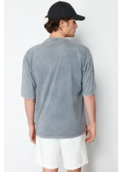  Collection Gray Pale Effect Oversize Cotton T-shirt - TMNSS24TS00146