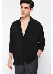  Collection Apaş Collar Oversize Linen Look Summer Shirt - TMNSS23GO00053