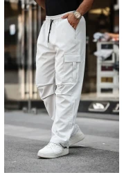 a02teks بنطلون جيب من قماش المظلة باللون الرمادي