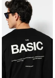  Collection Text Printed Black Oversize Cotton T-Shirt - TMNSS23TS00263