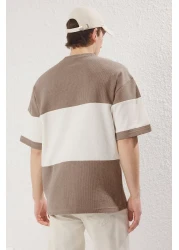  Collection Oversize Stone T-Shirt 100% Cotton Color Blocked Textured