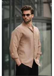 Madmext Camel Basic 100% Cotton Long Sleeve Men's Shirt E6761