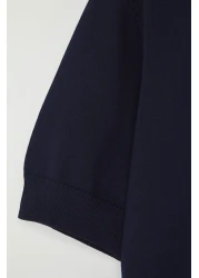  Collection Navy Blue Regular Polo Neck Plain Polo Neck T-Shirt Tmnss25Po00008