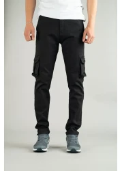 bombe Men's Black Trousers Cargo Silim Fit