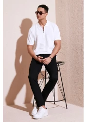 Buratti تي شيرت بولو رجالي من القطن بقصة عادية وسحاب وياقة بولو5902434