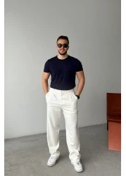 Livio Ferri Men's Fabric Baggy Fit Pleated Pants