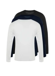  Collection Black-White-Navy Blue 3-Piece Basic Pack - 100% Cotton, Long Cut Tok T-Shirt Tmnaw21Ts0197