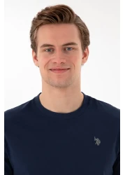 U.S. Polo Assn. تي شيرت رجالي ذو قصة عادية وياقة دائرية باللون الأزرق الداكن 50298015 -vr033