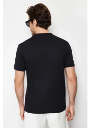  Collection Color Blocked Black Cotton T-Shirt - Regular Fit TMNSS24TS00076