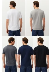 Collection 5-Pack Anthracite-Navy-Black - 100% Tough Fabric, Slim/Slim Fit T-Shirts Tmnaw20Ts0243
