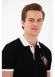 U.S. Polo Assn. تي شيرت أسود أساسي بياقة بولو بقصة ضيقة للرجال 50298073 -vr046