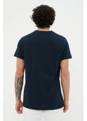  Collection Navy Blue Regular/Normal Cut Logo Printed 100% Cotton Short Sleeve T-Shirt Tmnss20Ts0984
