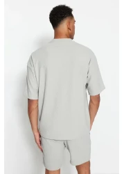  Collection Limited Edition - Grey, Wide Cut Texture Ottoman T-Shirt TMNSS23TS00081