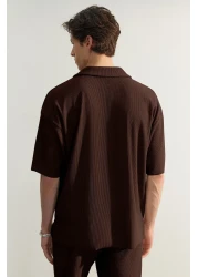  Collection OTToman POlo Collar T-Shirt - Wide FiT, TexTure and No Crease, Brown, Limited Edition TMNSS23po00020