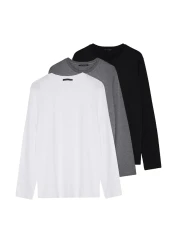  Collection Anthracite Melange-White-Black Regular/Normal Fit 3 Pack 100% Cotton T-Shirt Tmnaw21Ts0197
