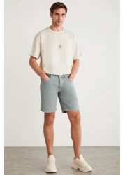 GRIMELANGE تي شيرت Denver Men - لون حجري كبير الحجم برقبة دائرية 100% من القطن العضوي