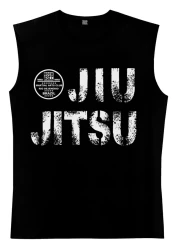 ROCKANDROLL ذراع جيو جيتسو بلاك كت | تي شيرت رجالي مطبوع بدون أكمام | رياضي