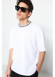  Collection Premium White Oversize/Wide Cut Knitwear Tape Textured Pique T-Shirt Tmnss23Ts00079