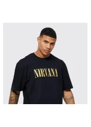 The Champ Clothing Crew Neck Nirvana Printed Black Oversize Men's T-shirt