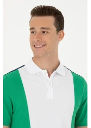 U.S. Polo Assn. تي شيرت رجالي باللون الأخضر بياقة بولو 50263396 -vr054