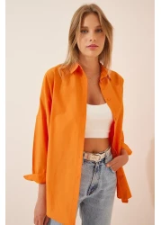 Happiness İstanbul Women's Light Orange Oversize Long Basic Shirt DD00842