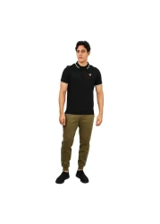 Giordano Men's Cotton Lycra Pique Polo - Slim Fit, Eagle Embroidery