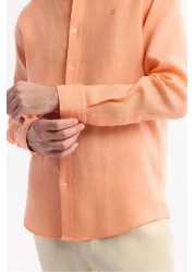 Avva Men's Orange Comfort Fit 100% Linen Button Collar Shirt B002191