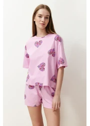  Collection Colorful Pink Heart Cotton Shorts Pajamas Set - Thmss24Pt00225