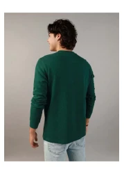 American Eagle تي شيرت حراري بأكمام طويلة وشعار جرافيكي من Ae