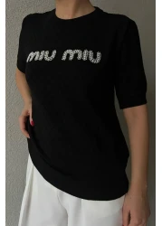 asur boutique Asur Boutique Women's Diamond Patterned Standard Size T-Shirt