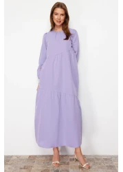  Modest Lilac Gather Detailed Cotton Wide Fit Woven Dress TCTSS21EL3470