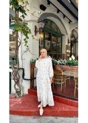 LOCCO Women's Bouquet Patterned Dress White