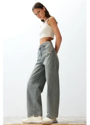  Collection Blue Faded Effect Vintage Low Waist Wide Leg TWOSS24JE00147