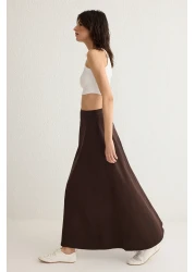  Collection Brown Flounce Maxi Denim Skirt Twoss25Et00005
