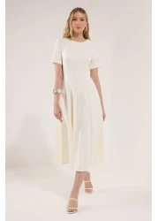  Collection White Skirt Waist Opening Lined Midi Woven Dress Twoss25El00790