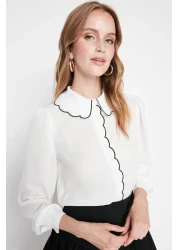  Collection White Woven Shirt with Embroidery Detail - Regular Fit TWOAW21GO0302