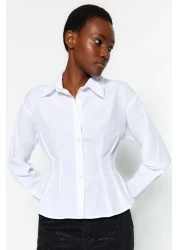  Collection قميص منسوج من القطن باللون البني الفاتح - مناسب للخصر، مناسب TWOAW24GO00186